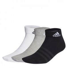 adidas Thin and Light 3pk Ankle Socks Ladies Gry/White/Black