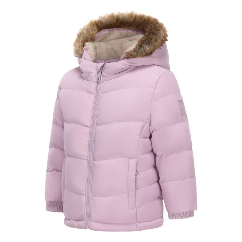 SoulCal Kids' 2 Zip Bubble Hooded Long Sleeve Short Puffer Jacket Lilac
