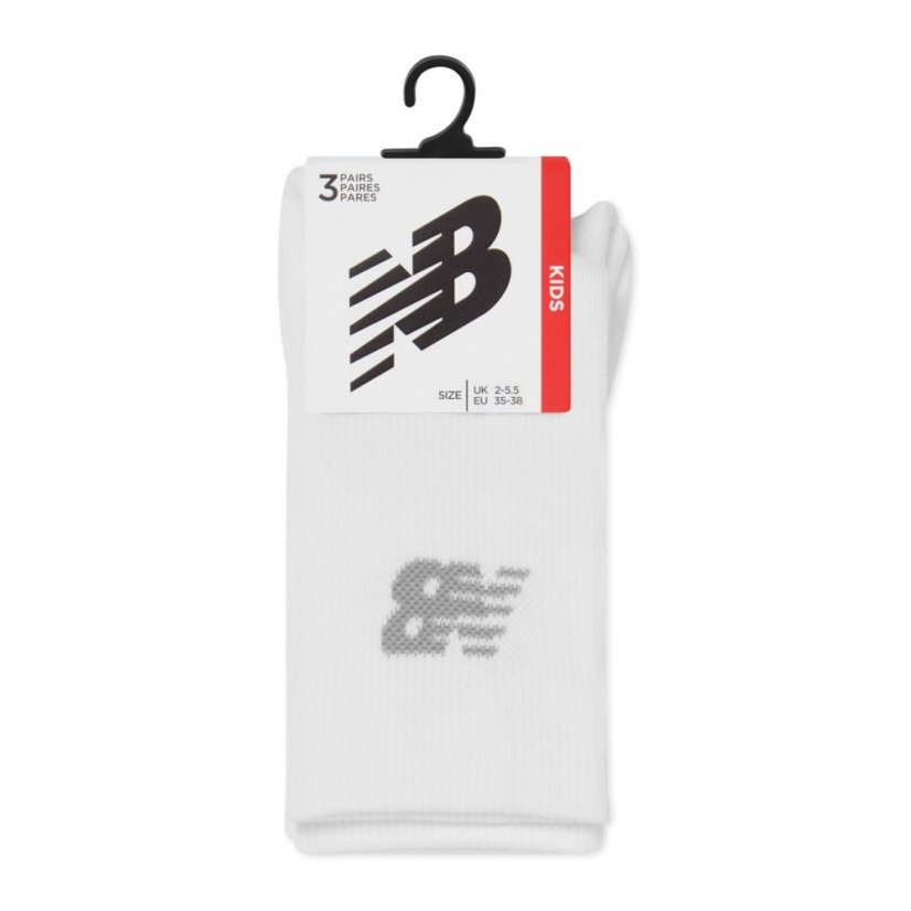 New Balance Kids 3 Pack of Crew Socks White