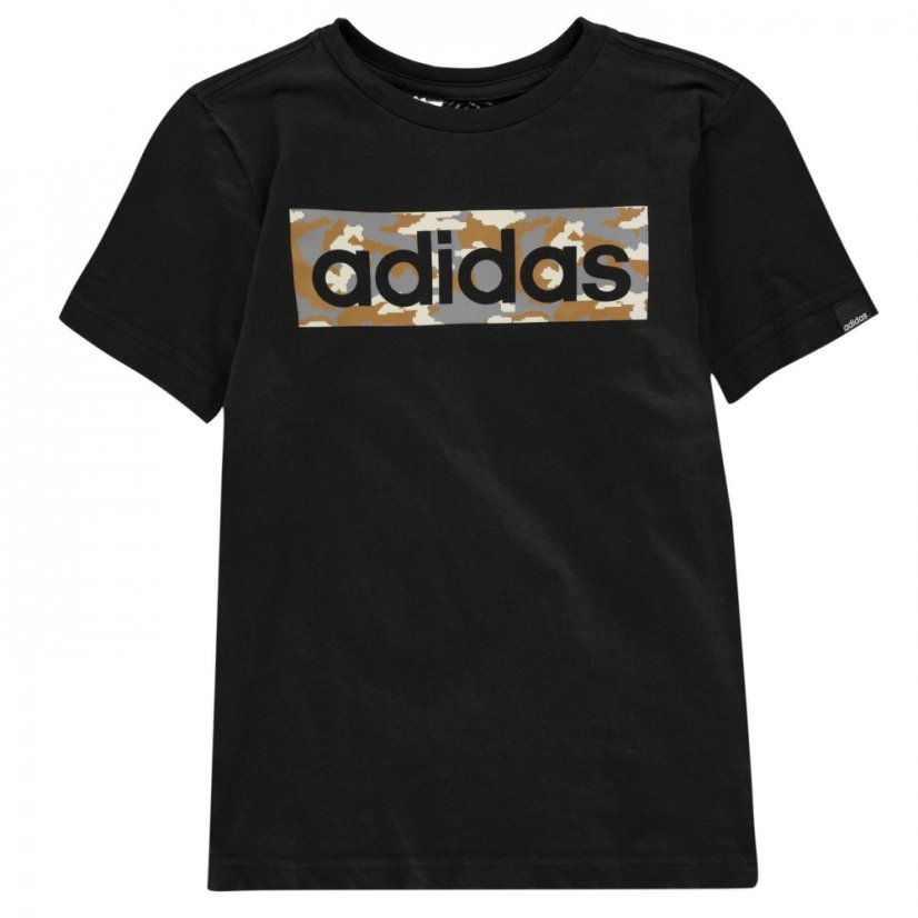 adidas Logo T Shirt Junior Wht/Khaki/Grey