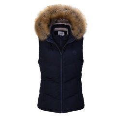 SoulCal Women's 2Zip Detachable Hood Padded Gilet Navy