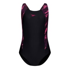 Speedo Hyperboom Splice Muscleback Swimsuit Junior Girls Black/Pink