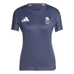 adidas Women's Rutee Team GB Short Sleeve Performance Gym Top Legend Ink