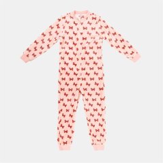 Star Fleece Onesie Junior Girls Pink Pink