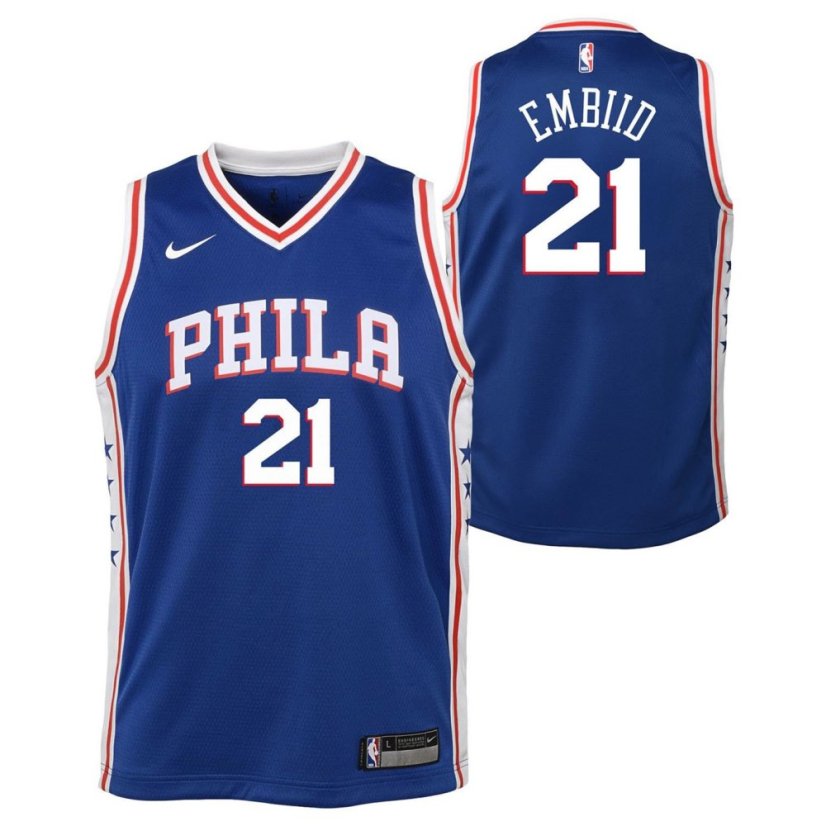 Nike Philadelphia 76ers Joel Embiid #21 Jersey Blue