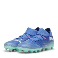 Puma Future 7 Match Rush Junior Firm Ground Football Boots Blue/Wht/Green