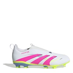 adidas Predator 3 Childrens Laceless Firm Ground Football Boots White/Pink