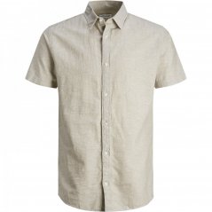 Jack and Jones Linen Blend Short Sleeve Shirt Crockery