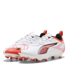 Puma Kids PUMA Ultra 5 Play Firm Ground Football Boots White/Red
