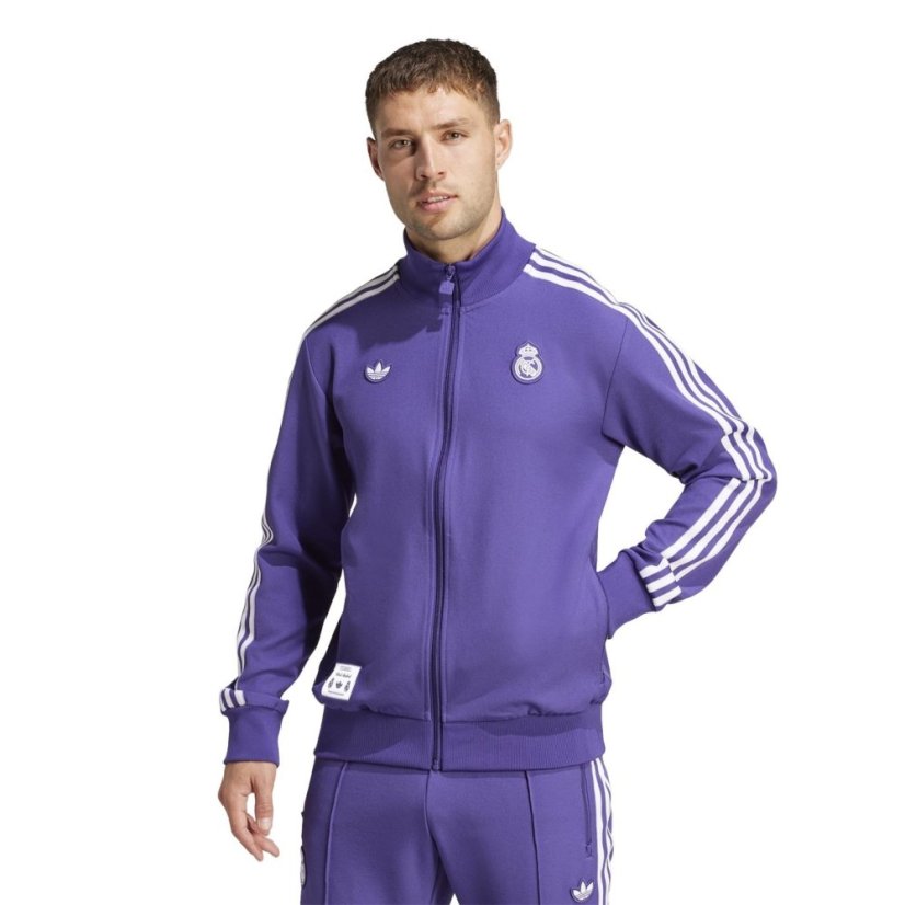 adidas Real Madrid Terraces Icon Tracksuit Top Unity Purple
