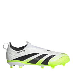 adidas Predator 3 Childrens Laceless Firm Ground Football Boots White/Blk/Lemon