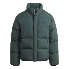 adidas Originals Men's Down Storm Flap Stand Collar Long Sleeve Short Puffer Jacket MINERAL GREEN