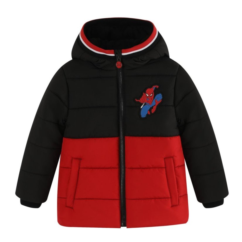 Character Kids Disney Hooded Long Sleeve Short Puffer Jacket Spiderman