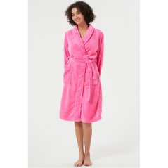 Linea Plain Fleece Dressing Gown Pink