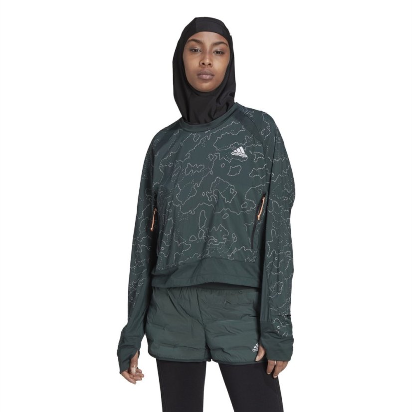 adidas Women's AEROREADY Long Sleeve Lightweight Performance Running Jacket Shadow Green