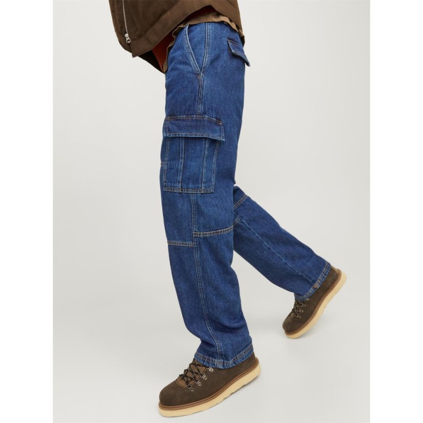 Jack and Jones Men's Eddie Wide Leg Jeans Blue Denim