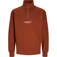 Jack and Jones Quarter Zip Top Mens Brandy Brown