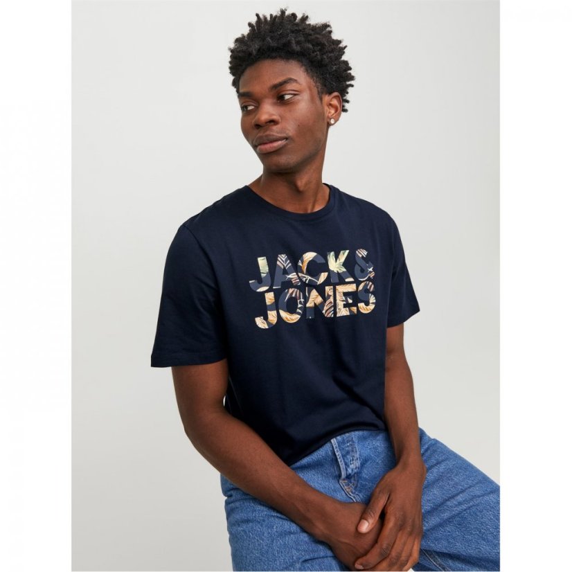 Jack and Jones Jeff Logo Short Sleeve T-Shirt Navy Blazer