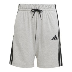 adidas Essentials 3 Stripe Jersey Short Juniors Grey /Black