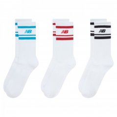 New Balance 3 Pack Stripe Crew Socks Blk/Blu/Red