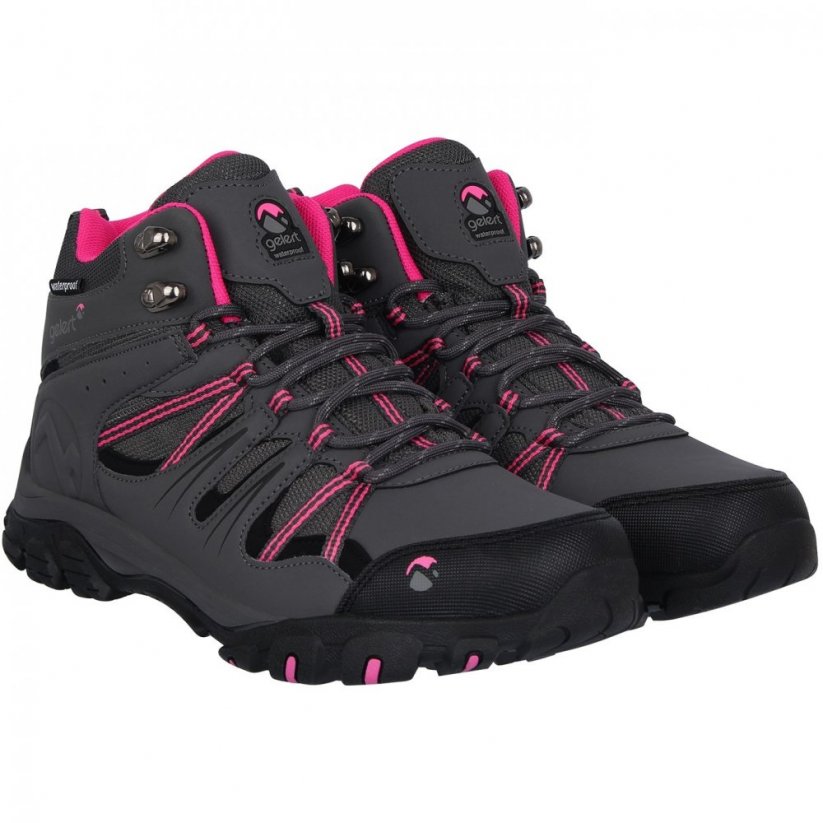 Gelert Horizon Mid Waterproof Juniors Walking Boots Charcoal/Pink