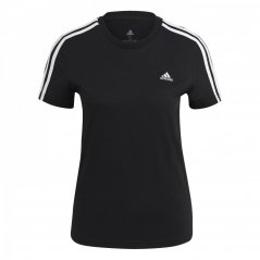 adidas 3 Stripe T-Shirt Black/Black/Wht