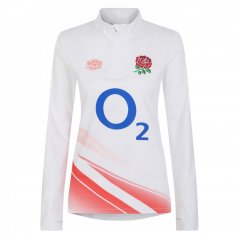 Umbro England Rugby Red Roses Warm Up Mid Layer Top 2023 2024 Womens White/Coral