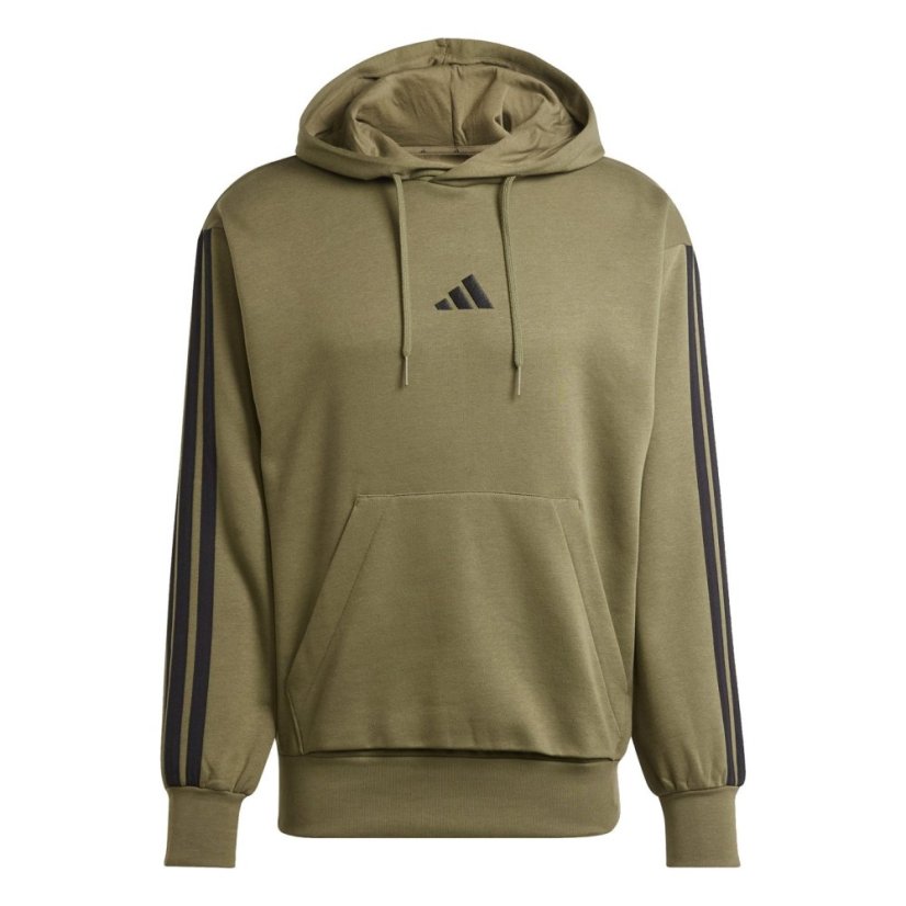 adidas Essentials Fleece 3-Stripes pánska mikina Olive Strata