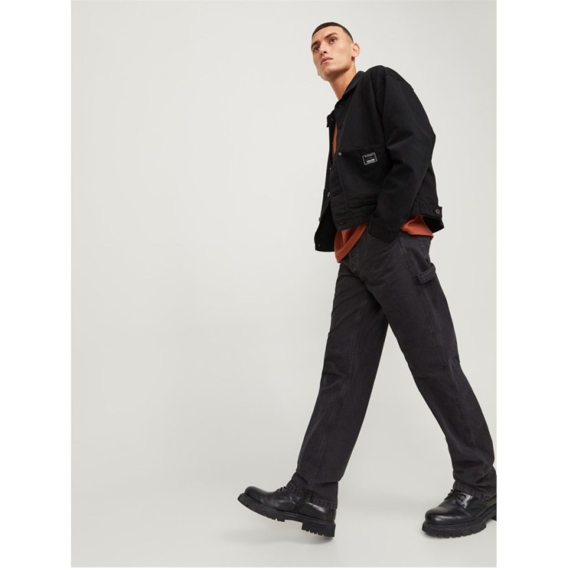 Jack and Jones Men's Eddie Carp Carpenter Jeans Black
