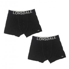 Lonsdale 2 Pack Boxers Mens Black/Silver