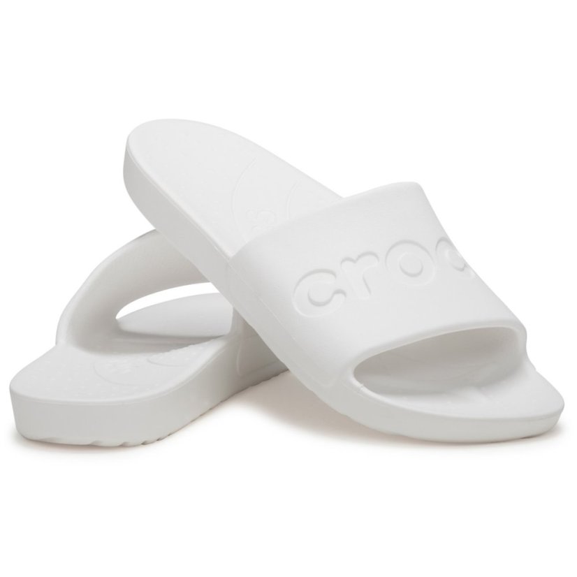 Crocs Unisex Adults Logo Sliders White
