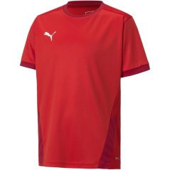 Puma Kids' teamGOAL 23 Short-Sleeve Performance Gym Top Red-ChiliPepper