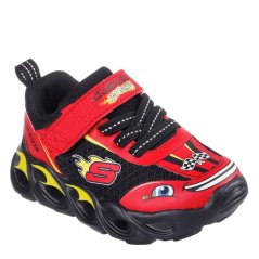 Skechers Hot Lights Thematic Gore & Strap Sn Slip On Trainers Unisex Kids Red/Black