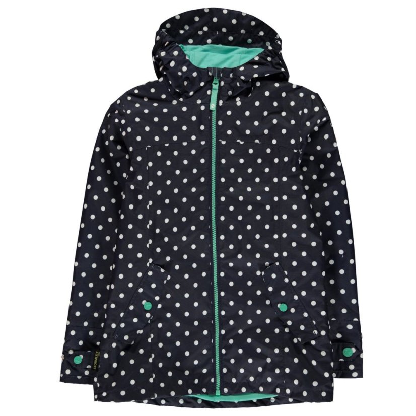 Gelert Kids' Coast Waterproof Windproof Hooded Long Sleeve Waterproof Jacket Navy Polka Dot