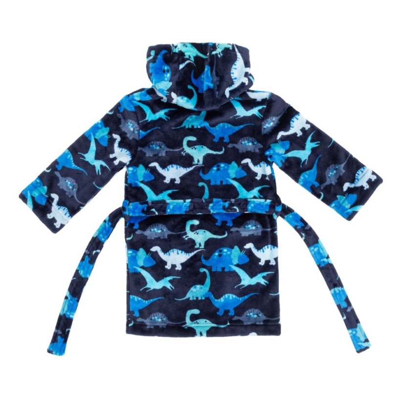 Firetrap Boys Dinosaur Fleece Dressing Gown Black/Blue