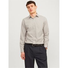 Jack and Jones Men's Parker Long Sleeve Patterned Shirt Greige