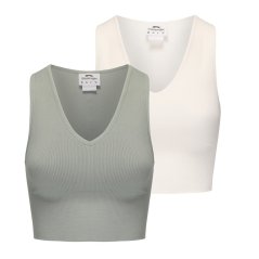 Slazenger 2pk Croptank Womens Green/Sugar