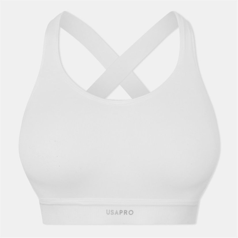 USA Pro High Support Sports Bra White
