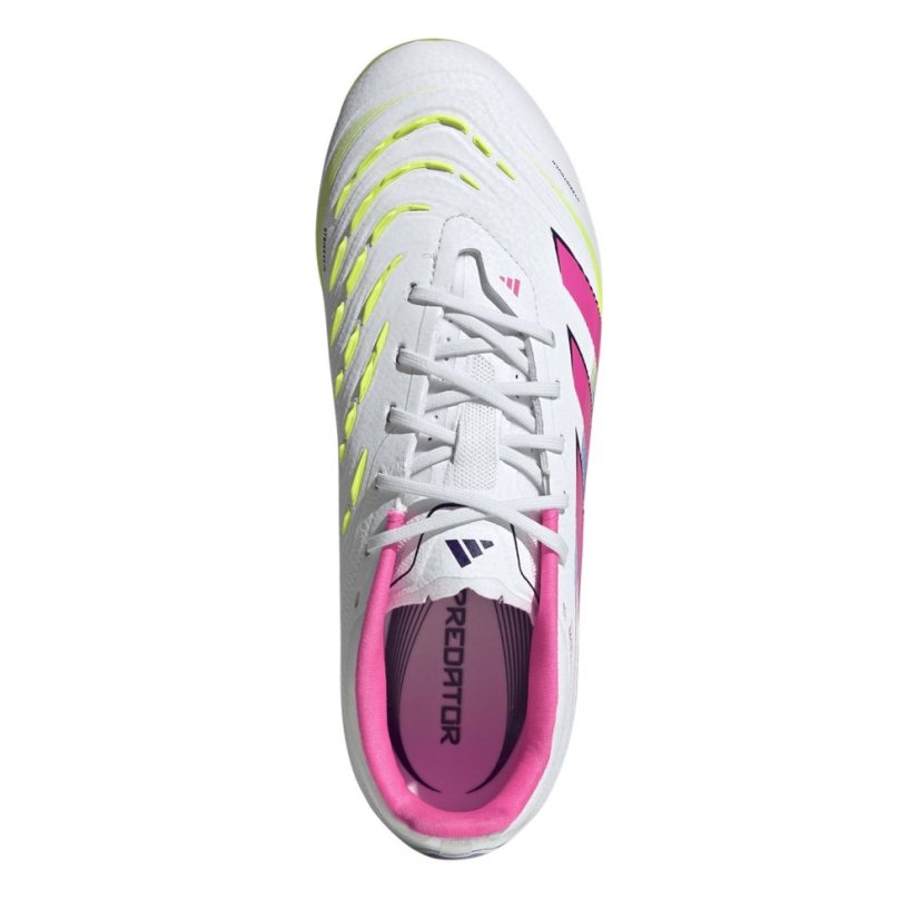 adidas Unisex Kids' Pred Elt Firm Ground Football Boots Wht/Pink/Lem