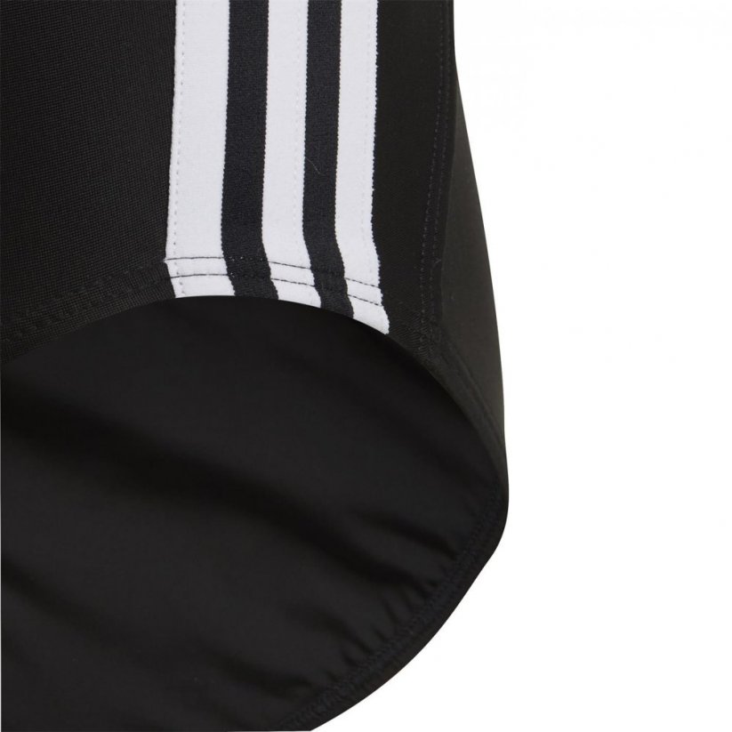 adidas Three Stripe Swimsuit Junior Girls Black / White