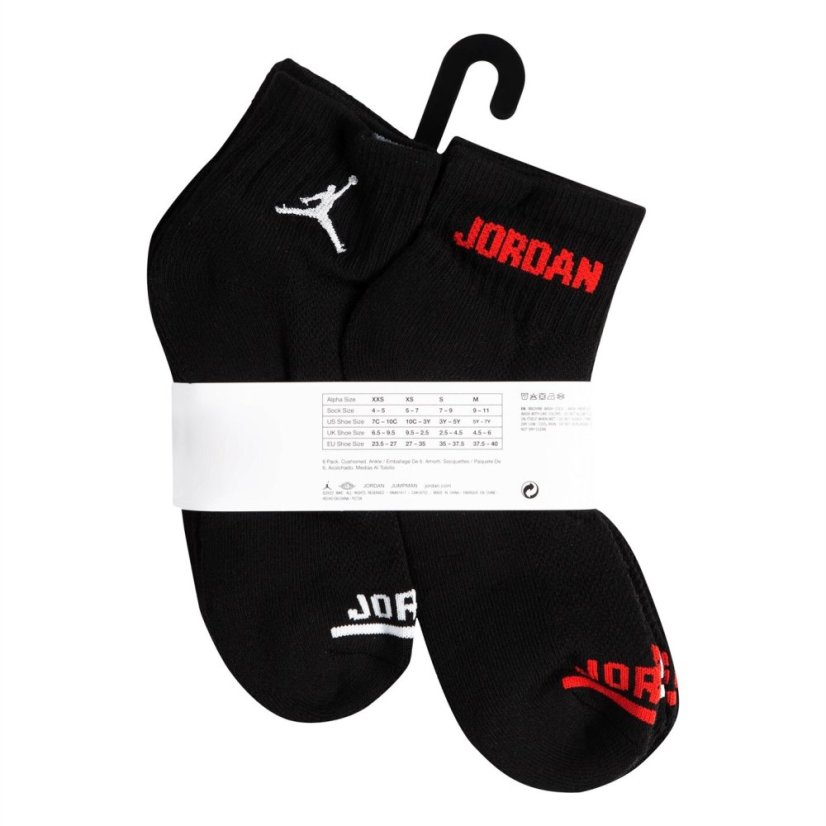 Air Jordan 6pk Ankle Sock Juniors Black