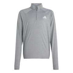 adidas Kids' GoTo 1/4 Zip Long Sleeve Performance T-Shirt grey three