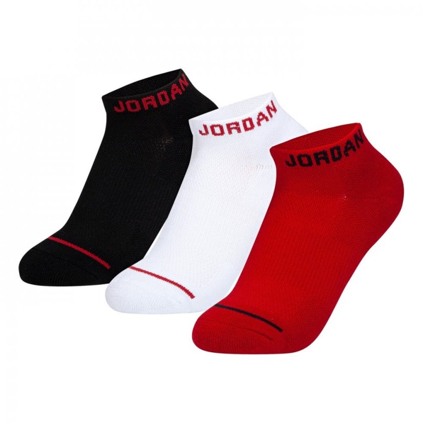 Air Jordan Boys 3 Pack No Show Socks Gym Red