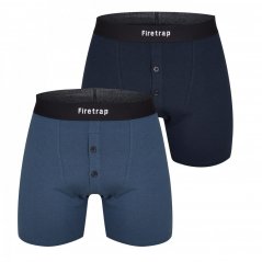 Firetrap 2 Pack Boxers Teal/Navy
