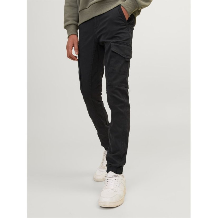 Jack and Jones Paul Flake Slim Stretch Cuffed Cargo Pants Junior Black