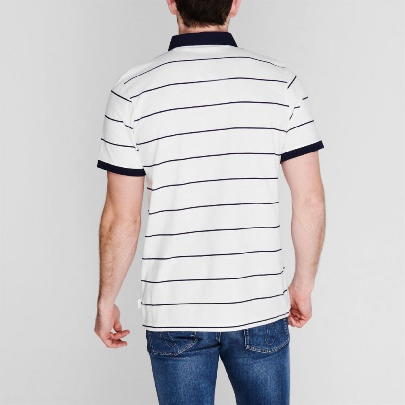 Lee Cooper Stripe Polo Mens White/Navy