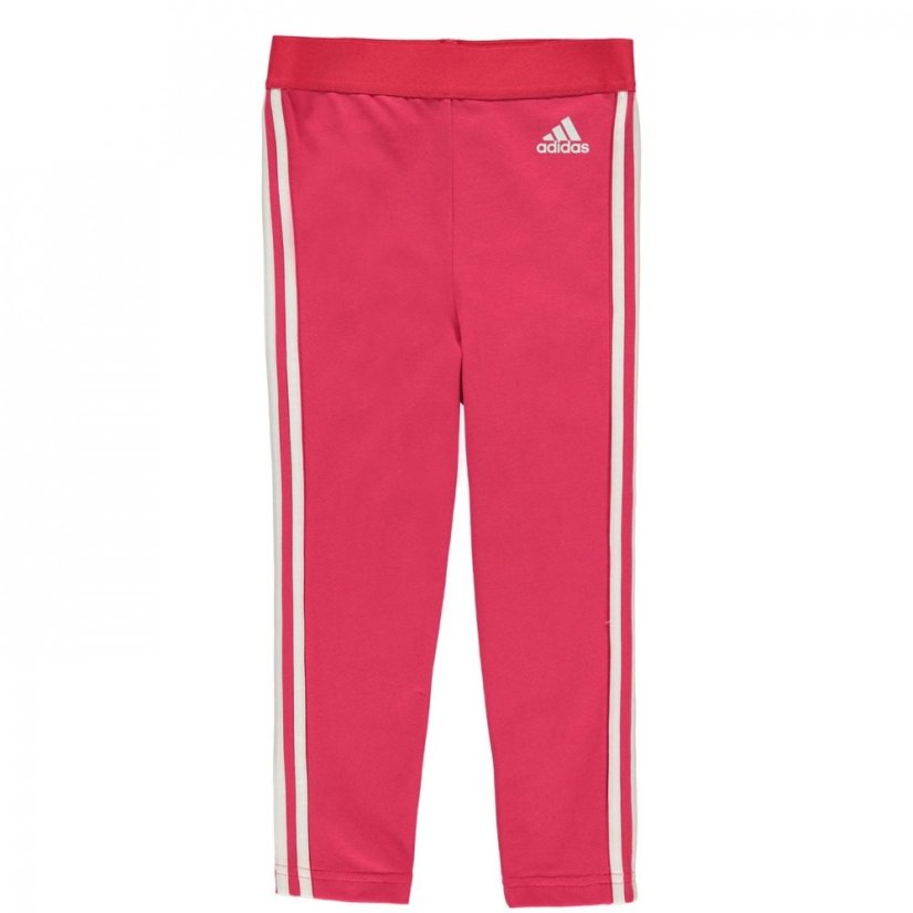 adidas Girls 3 Stripes Leggings Pink/White