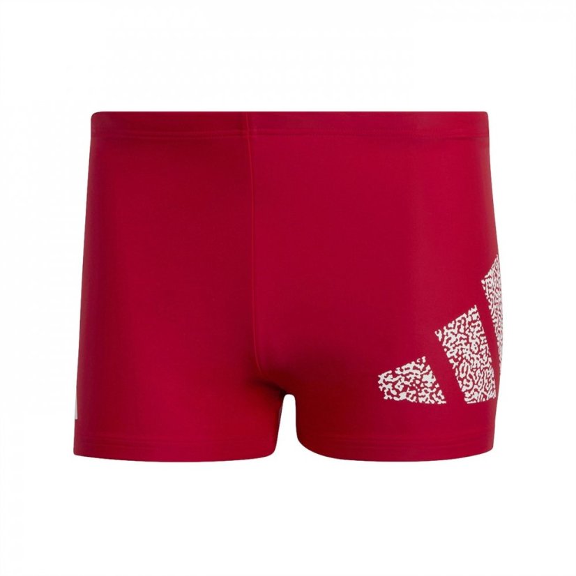 adidas Branded Boxer Swim Shorts Scarlet/White