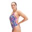 Speedo Club Training Placement Digital  V-Back Swimsuit Blue/Mango