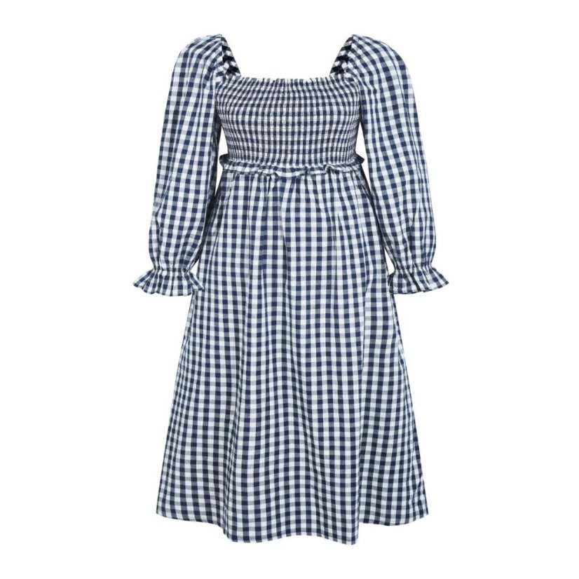 Miso Women's Check Milkmaid Dress Navy/White